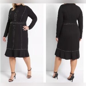 🆕 Lane Bryant Studded Fit & Flare Dress-black